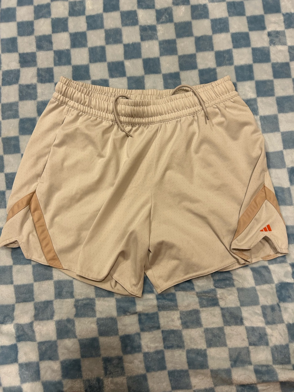 adidas Women's Beige Athletic Shorts with Tan Accents